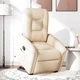 Електрически изправящ реклайнер стол с текстилна тапицерия, кремав, 77 x 91,5 x 96 см