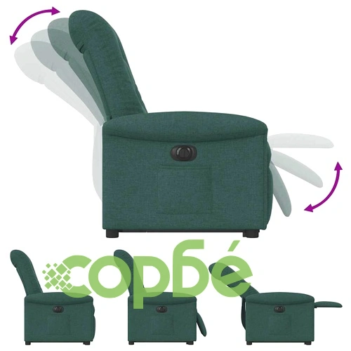 Електрически изправящ реклайнер стол тъмнозелен текстил 77x91.5x96 см ➤ топ цена ➤ sorbe.bg