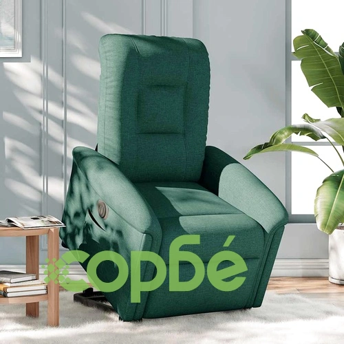 Електрически изправящ реклайнер стол тъмнозелен текстил 77x91.5x96 см ➤ топ цена ➤ sorbe.bg