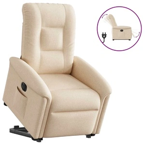 Електрически изправящ реклайнер стол 77x91.5x96 см, кремав текстил