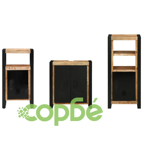 Комплект мебели за баня от солидно мангово дърво - 3 части, кафяв цвят ➤ топ цена ➤ sorbe.bg