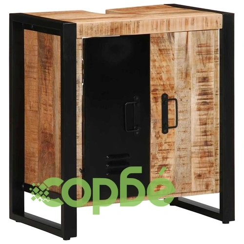 Комплект мебели за баня 3 части от масивно мангово дърво - кафяв цвят ➤ топ цена ➤ sorbe.bg