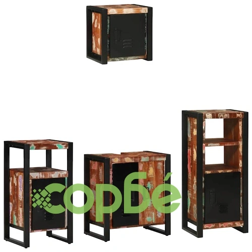 Комплект мебели за баня 4 части от рециклирана дървесина 55x35x60 см ➤ топ цена ➤ sorbe.bg