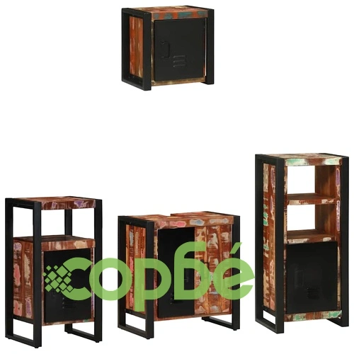 Комплект мебели за баня 4 части от рециклирана дървесина 55x35x60 см ➤ топ цена ➤ sorbe.bg