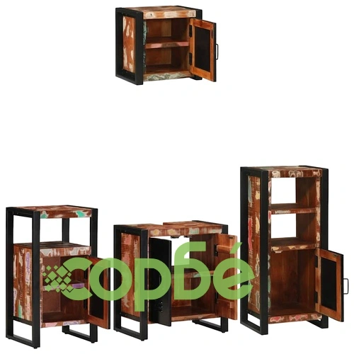 Комплект мебели за баня 4 части от рециклирана дървесина 55x35x60 см ➤ топ цена ➤ sorbe.bg