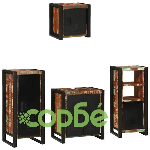 Комплект мебели за баня 4 части от рециклирана дървесина 40x35x90 см ➤ топ цена ➤ sorbe.bg