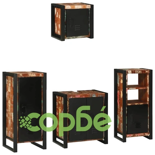 Комплект мебели за баня 4 части от рециклирана дървесина 40x35x90 см ➤ топ цена ➤ sorbe.bg