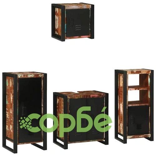 Комплект мебели за баня 4 части от рециклирана дървесина 40x35x90 см ➤ топ цена ➤ sorbe.bg