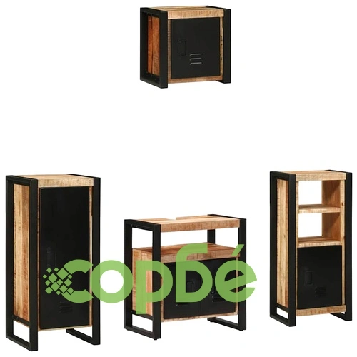 Комплект мебели за баня от масивно мангово дърво 4 части кафяв цвят ➤ топ цена ➤ sorbe.bg