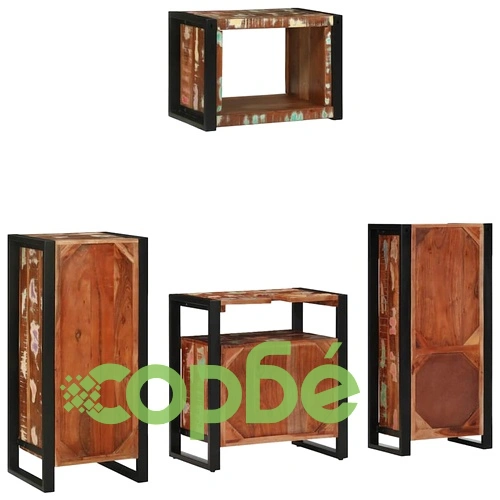 Комплект мебели за баня 4 части от рециклирана дървесина 40x35x90 см ➤ топ цена ➤ sorbe.bg