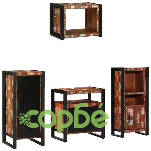 Комплект мебели за баня 4 части от рециклирана дървесина 40x35x90 см ➤ топ цена ➤ sorbe.bg