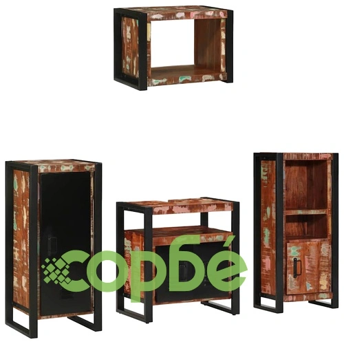 Комплект мебели за баня 4 части от рециклирана дървесина 40x35x90 см ➤ топ цена ➤ sorbe.bg