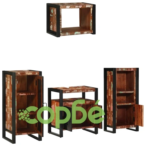 Комплект мебели за баня 4 части от рециклирана дървесина 40x35x90 см ➤ топ цена ➤ sorbe.bg