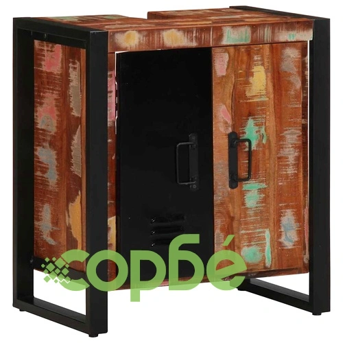 Комплект мебели за баня от 4 части от солидна рециклирана дървесина, многоцветен ➤ топ цена ➤ sorbe.bg