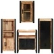 Комплект мебели за баня 4 части от солидно мангово дърво, кафяв
