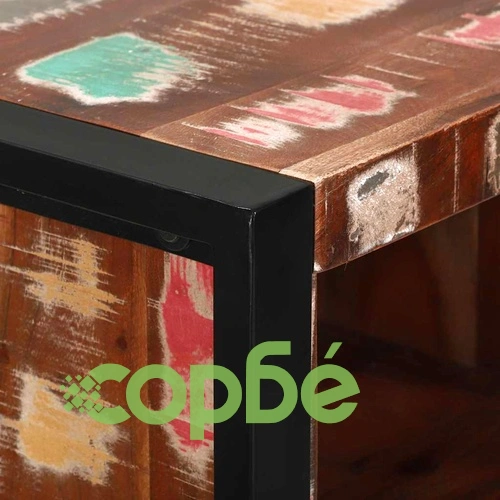 Комплект мебели за баня 4 части от рециклирана масивна дървесина, многоцветен ➤ топ цена ➤ sorbe.bg