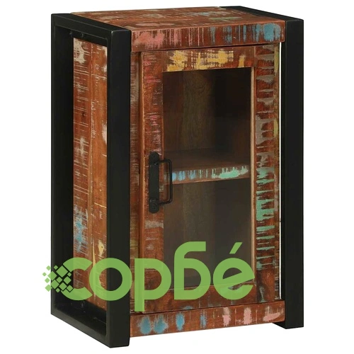 Комплект мебели за баня 4 части от масивна рециклирана дървесина, многоцветен, 55 x 35 x 60 см ➤ топ цена ➤ sorbe.bg