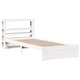 Рамка за единично легло с табла, бяла, 75x190 см, масивно борово дърво