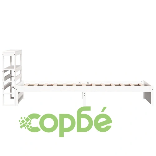 Рамка за единично легло с табла, бяла, 75x190 см, масивно борово дърво ➤ топ цена ➤ sorbe.bg