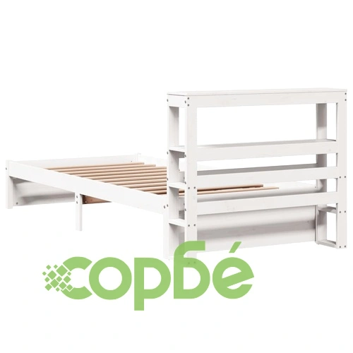 Рамка за единично легло с табла, бяла, 75x190 см, масивно борово дърво ➤ топ цена ➤ sorbe.bg