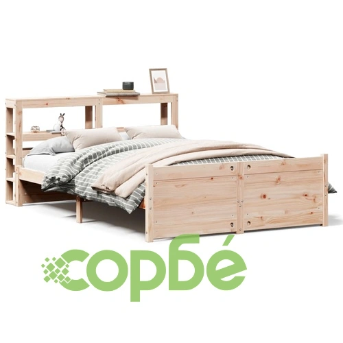 Рамка за легло с табла от масивна борова дървесина 140x190 см ➤ топ цена ➤ sorbe.bg