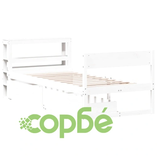 Рамка за легло от масивна бор с чекмеджета, бяла, 100x200 см ➤ топ цена ➤ sorbe.bg