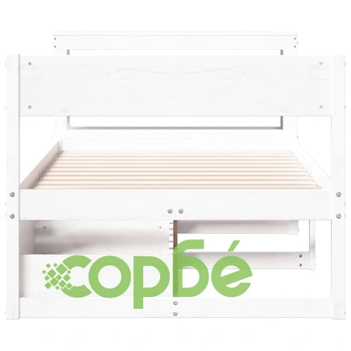 Рамка за легло от масивна бор с чекмеджета, бяла, 100x200 см ➤ топ цена ➤ sorbe.bg