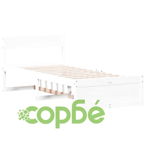 Рамка за легло от масивна бор с чекмеджета, бяла, 100x200 см ➤ топ цена ➤ sorbe.bg