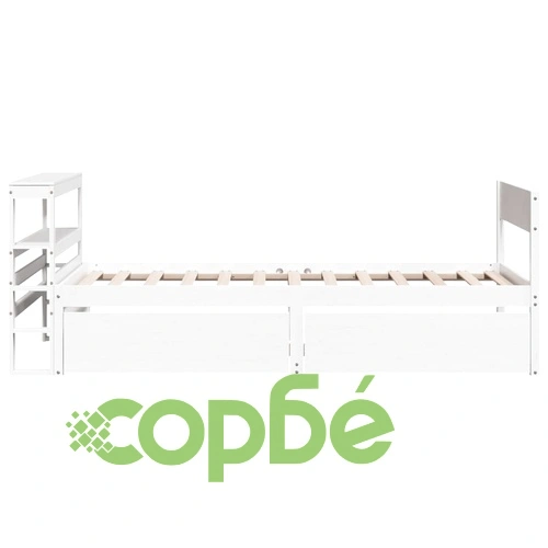 Рамка за легло от масивна бор с чекмеджета, бяла, 100x200 см ➤ топ цена ➤ sorbe.bg