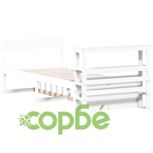 Рамка за легло от масивна бор с чекмеджета, бяла, 100x200 см ➤ топ цена ➤ sorbe.bg