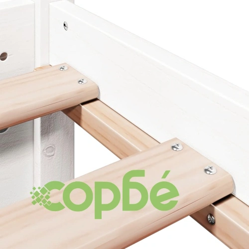 Рамка за единично легло с табла и рафтове, бяло, 75x190 см, масивна борова дървесина ➤ топ цена ➤ sorbe.bg