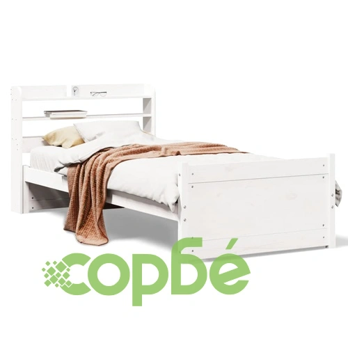 Рамка за легло от масивна борова дървесина с табла, бяла, 75x190 см ➤ топ цена ➤ sorbe.bg