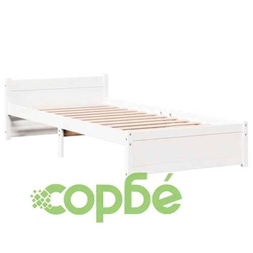 Рамка за легло от масивна борова дървесина с табла, бяла, 75x190 см ➤ топ цена ➤ sorbe.bg