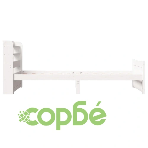 Рамка за легло от масивна борова дървесина с табла, бяла, 75x190 см ➤ топ цена ➤ sorbe.bg