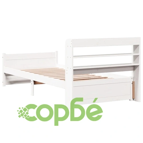 Рамка за легло от масивна борова дървесина с табла, бяла, 75x190 см ➤ топ цена ➤ sorbe.bg