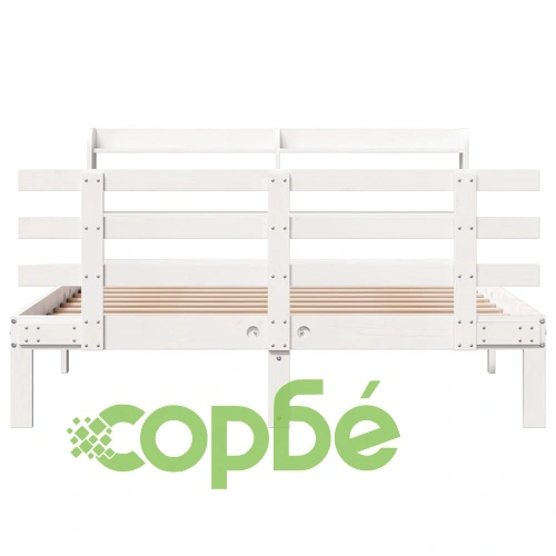 Рамка за легло от масивна борова дървесина с табла, бяла, 140x190 см ➤ топ цена ➤ sorbe.bg