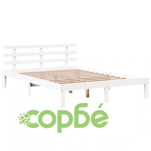 Рамка за легло от масивна борова дървесина с табла, бяла, 140x190 см ➤ топ цена ➤ sorbe.bg