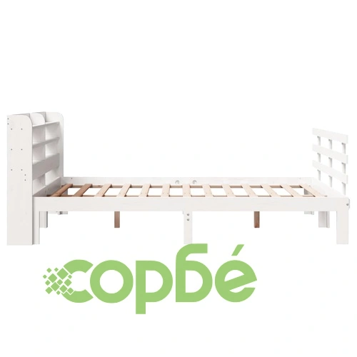 Рамка за легло от масивна борова дървесина с табла, бяла, 140x190 см ➤ топ цена ➤ sorbe.bg