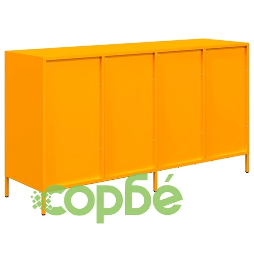 Бюфет от студеновалцувана стомана, 135x39x73,5 см, горчица жълто, с 8 чекмеджета ➤ топ цена ➤ sorbe.bg