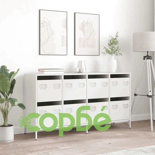 Бюфет от студеновалцувана стомана, бял, 135x39x73,5 см, с 8 чекмеджета ➤ топ цена ➤ sorbe.bg