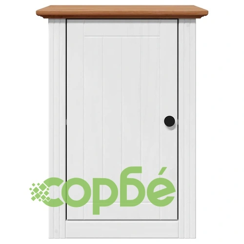 Комплект мебели за баня BODO от 3 части - бял и кафяв от масивна борова дървесина ➤ топ цена ➤ sorbe.bg