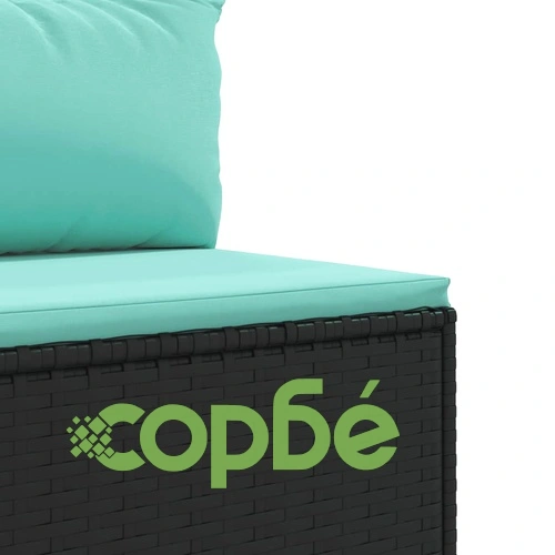 Градински комплект диван от черен полиратан с възглавници - 10 части ➤ топ цена ➤ sorbe.bg