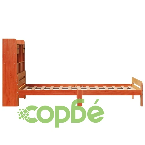 Легло от масивна борова дървесина с етажерка за книги, 90x200 см, без матрак ➤ топ цена ➤ sorbe.bg