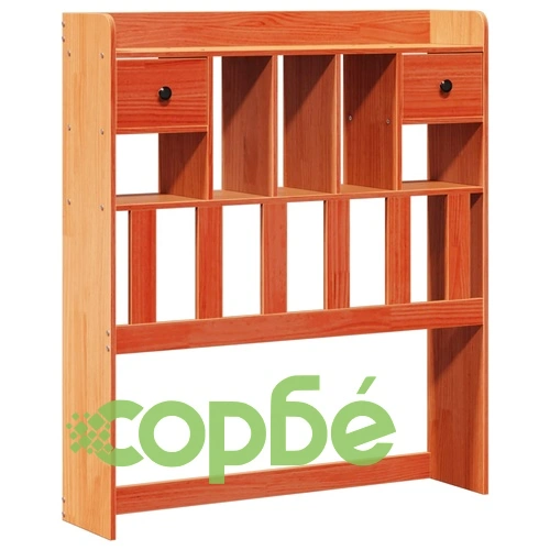 Легло от масивна борова дървесина с етажерка за книги, 90x200 см, без матрак ➤ топ цена ➤ sorbe.bg