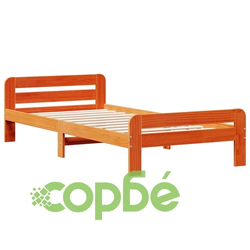 Легло от масивна борова дървесина с етажерка за книги, 90x200 см, без матрак ➤ топ цена ➤ sorbe.bg