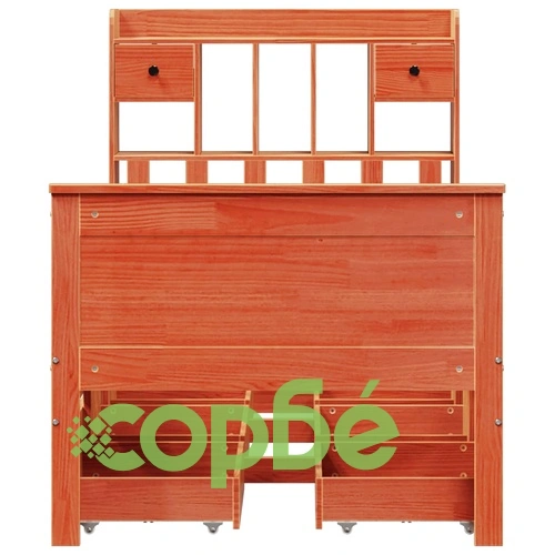 Легло от масивен бор с рафтове за книги 90x190 см, кафяв цвят, без матрак ➤ топ цена ➤ sorbe.bg