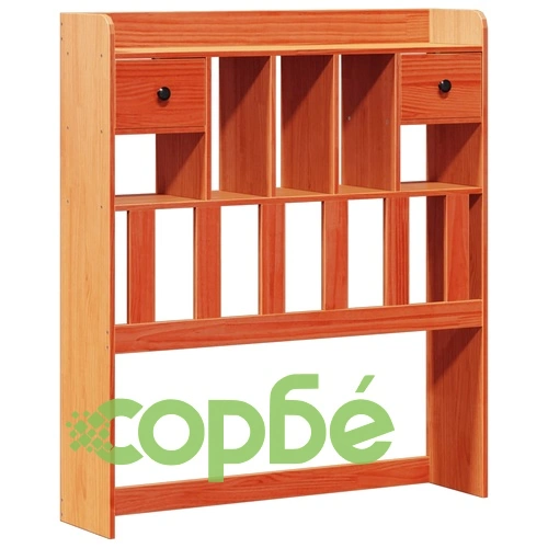 Легло от масивен бор с рафтове за книги 90x190 см, кафяв цвят, без матрак ➤ топ цена ➤ sorbe.bg