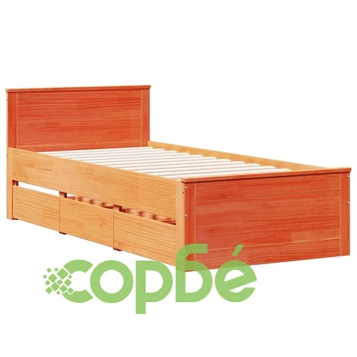 Легло от масивен бор с рафтове за книги 90x190 см, кафяв цвят, без матрак ➤ топ цена ➤ sorbe.bg