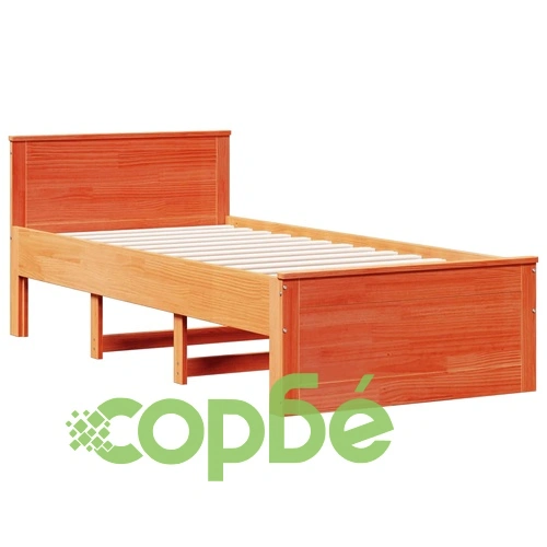 Легло от масивен бор с рафтове за книги 90x190 см, кафяв цвят, без матрак ➤ топ цена ➤ sorbe.bg