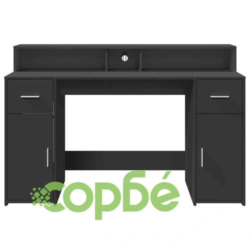 Гейминг бюро с RGB LED осветление, черно, 140x55x91 см, инженерно дърво ➤ топ цена ➤ sorbe.bg